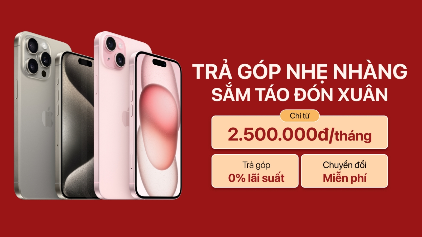 Hình ảnh cho danh mục Ưu đãi trả góp 0%, miễn phí chuyển đổi cho iPhone 15 series tại ShopDunk